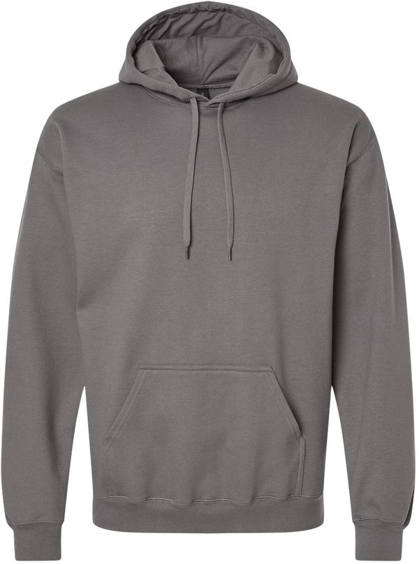 Am image of a Custom Gildan Adult Softstyle® Fleece Pullover Hooded Sweatshirt in Charcoal!