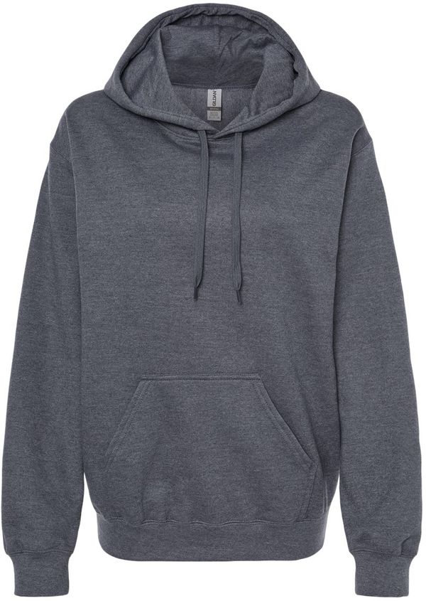 Am image of a Custom Gildan Adult Softstyle® Fleece Pullover Hooded Sweatshirt in Dark Heather!