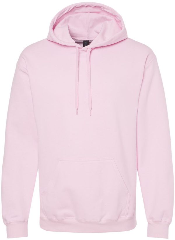 Am image of a Custom Gildan Adult Softstyle® Fleece Pullover Hooded Sweatshirt in Light Pink!