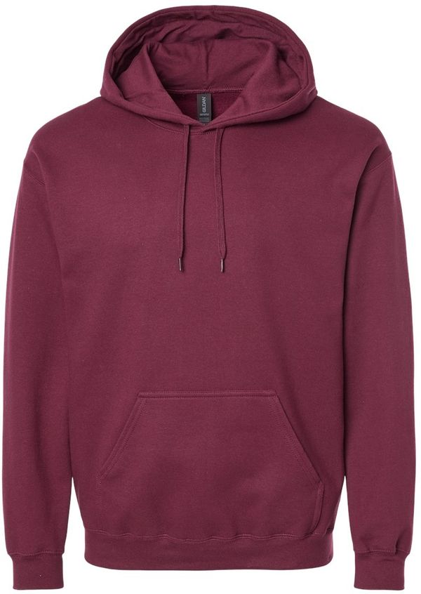 Am image of a Custom Gildan Adult Softstyle® Fleece Pullover Hooded Sweatshirt in Maroon!