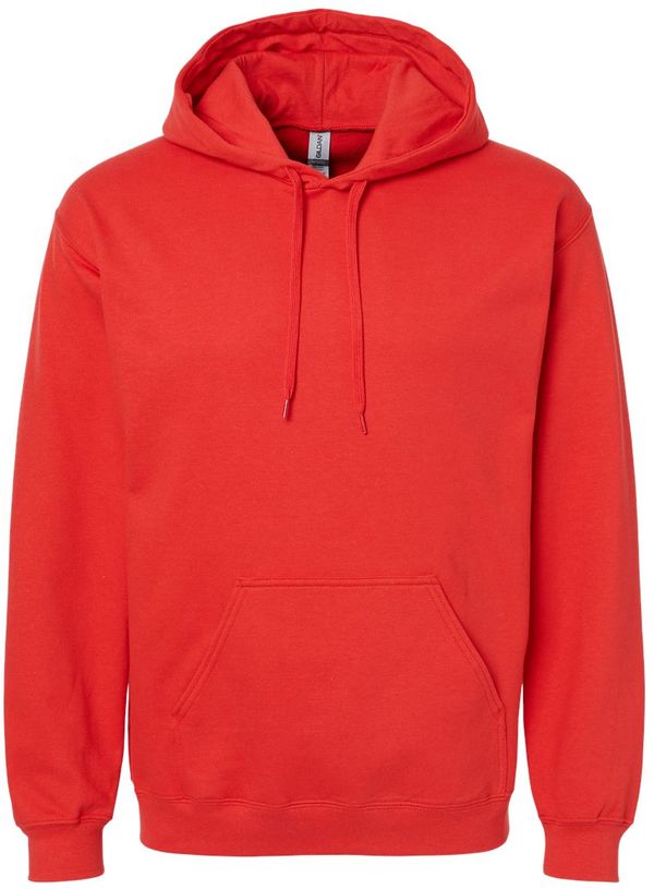 Am image of a Custom Gildan Adult Softstyle® Fleece Pullover Hooded Sweatshirt in Red!