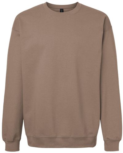 Am image of a Custom Gildan Adult Softstyle Fleece Crew Sweatshirt in Brown Savana!