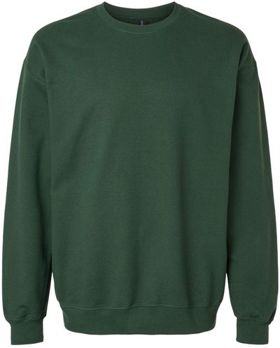 Am image of a Custom Gildan Adult Softstyle Fleece Crew Sweatshirt in Forest Green!