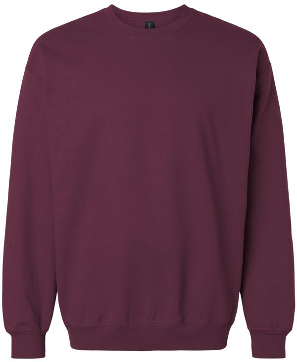 Am image of a Custom Gildan Adult Softstyle Fleece Crew Sweatshirt in Maroon!