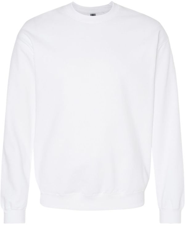 Am image of a Custom Gildan Adult Softstyle Fleece Crew Sweatshirt in White!