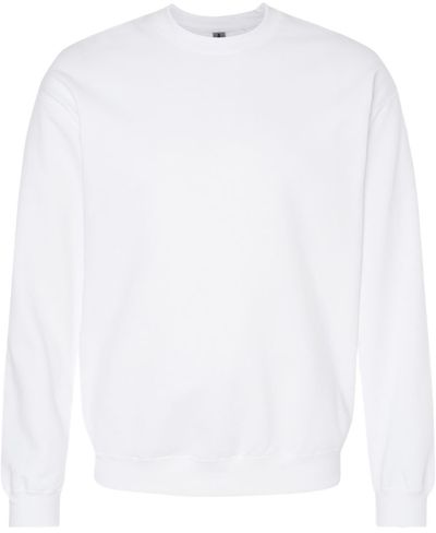 Am image of a Custom Gildan Adult Softstyle Fleece Crew Sweatshirt in White!
