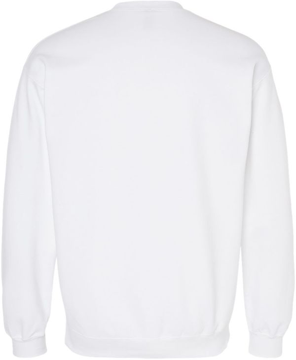 Am image of a Custom Gildan Adult Softstyle Fleece Crew Sweatshirt in White!