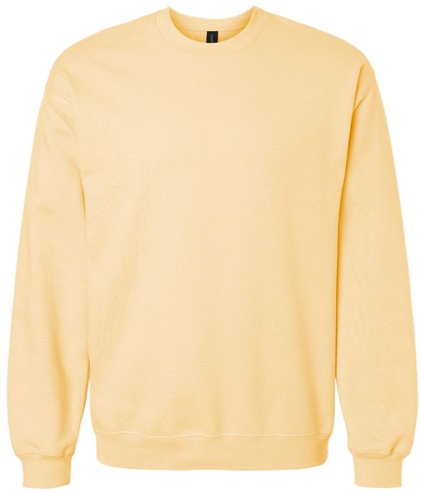 Am image of a Custom Gildan Adult Softstyle Fleece Crew Sweatshirt in Yellow Haze!