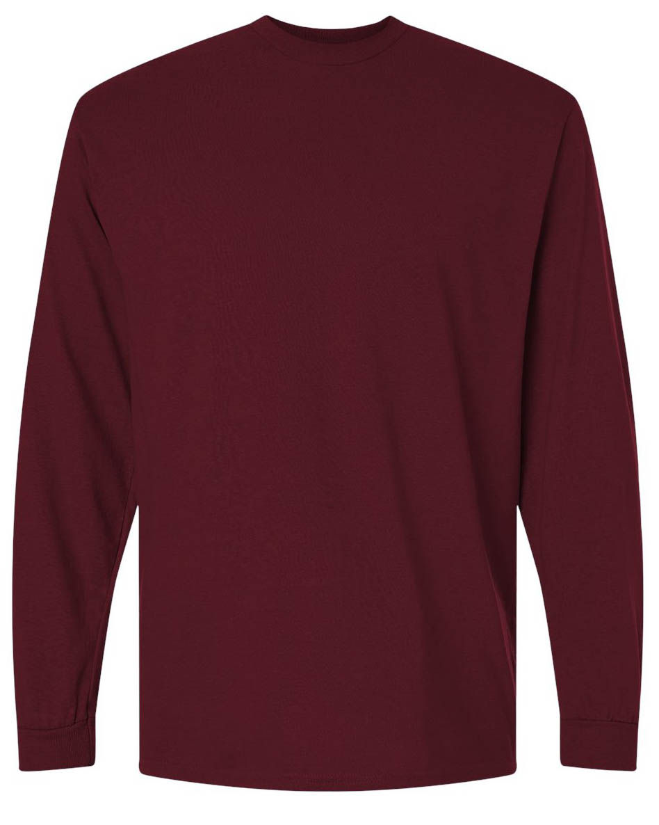 Gildan DryBlend Fifty Fifty Long Sleeve T Shirt in Maroon