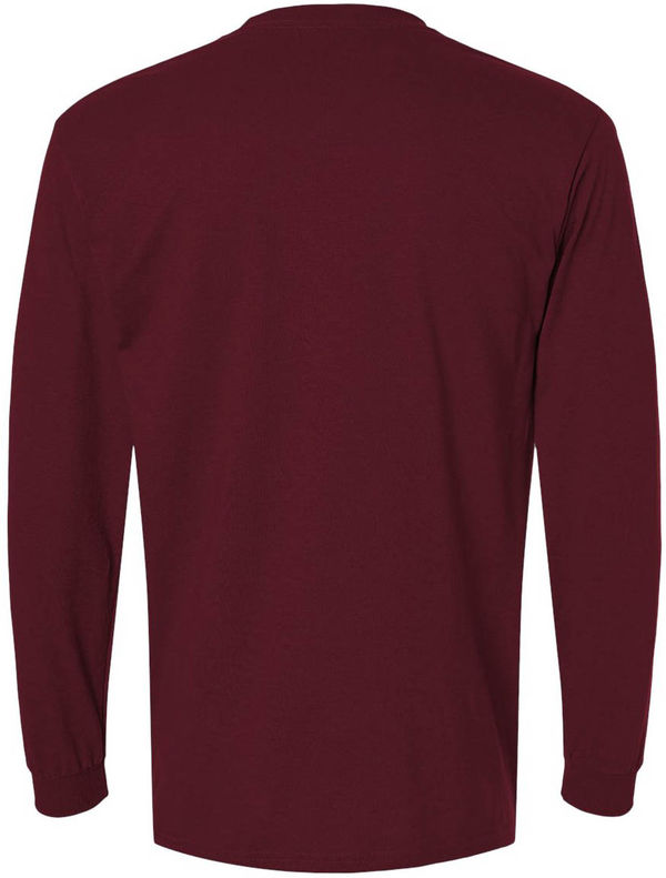 An image of a Custom Gildan DryBlend Fifty Fifty Long Sleeve T Shirt in Maroon!