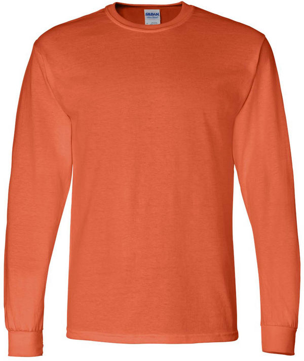 An image of a Custom Gildan DryBlend Fifty Fifty Long Sleeve T Shirt in Orange!