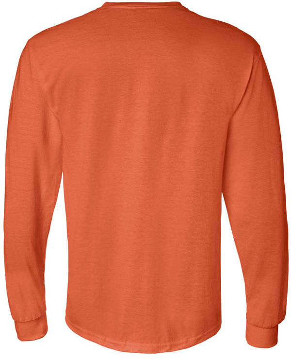 An image of a Custom Gildan DryBlend Fifty Fifty Long Sleeve T Shirt in Orange!
