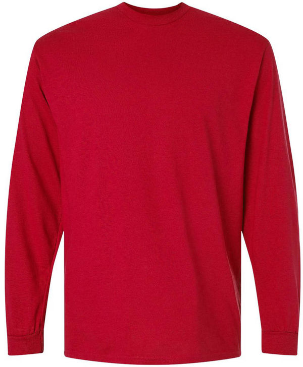 An image of a Custom Gildan DryBlend Fifty Fifty Long Sleeve T Shirt in Red!