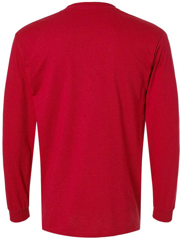 An image of a Custom Gildan DryBlend Fifty Fifty Long Sleeve T Shirt in Red!