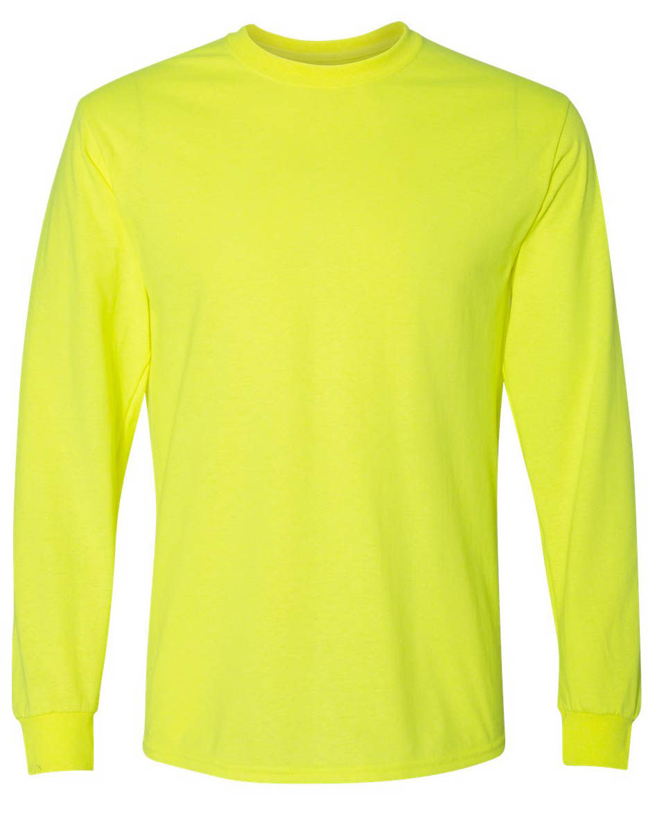 Gildan DryBlend Fifty Fifty Long Sleeve T Shirt in Safety Green