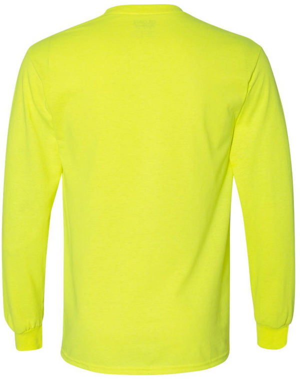 An image of a Custom Gildan DryBlend Fifty Fifty Long Sleeve T Shirt in Safety Green!