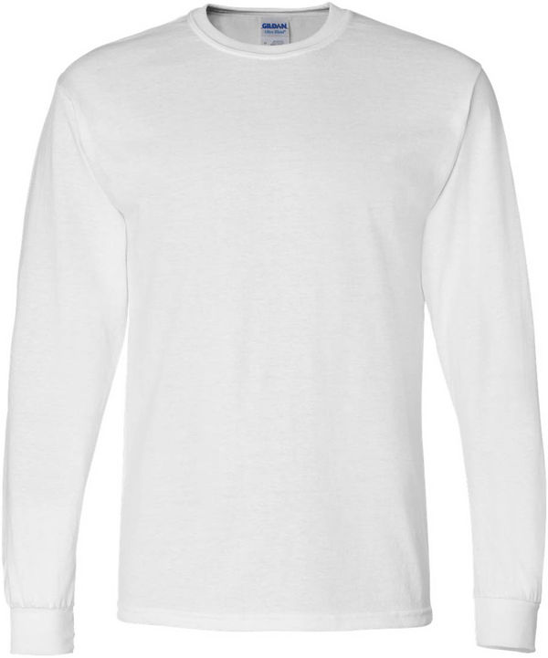 An image of a Custom Gildan DryBlend Fifty Fifty Long Sleeve T Shirt in White!