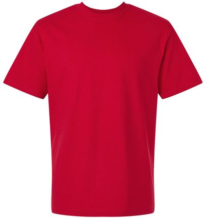 Am image of a Custom Gildan Hammer Maxweight T Shirt in Cherry Red!
