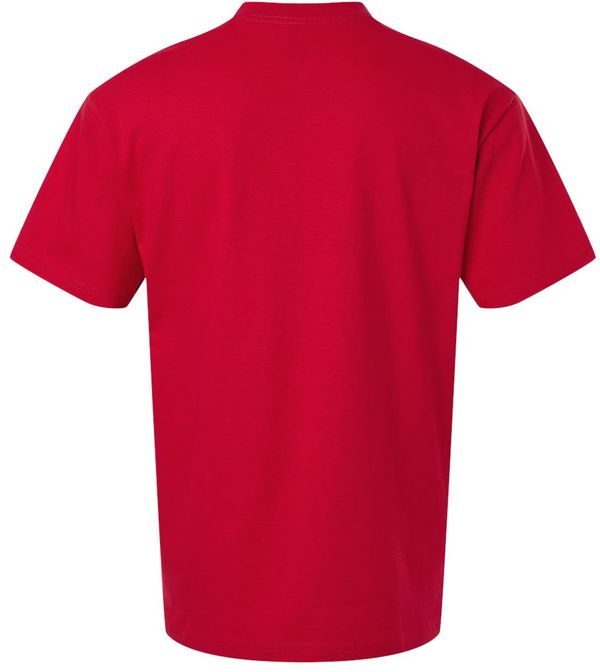 Am image of a Custom Gildan Hammer Maxweight T Shirt in Cherry Red!