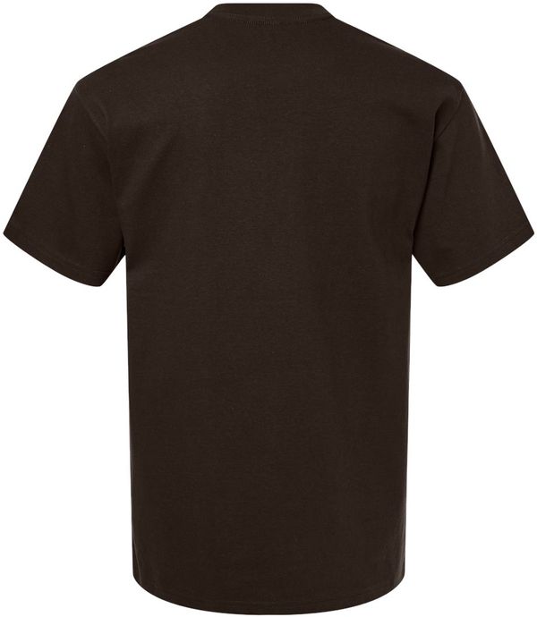 Am image of a Custom Gildan Hammer Maxweight T Shirt in Dark Chocolate!