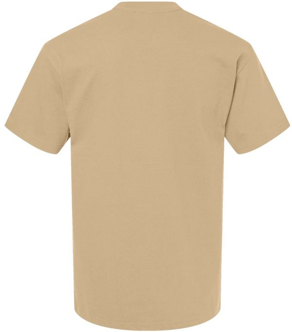 Am image of a Custom Gildan Hammer Maxweight T Shirt in Tan!
