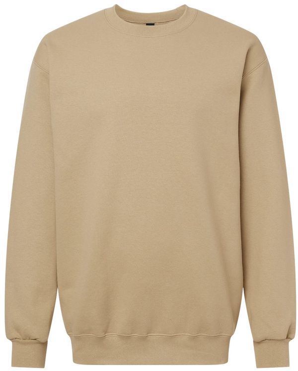 Am image of a Custom Gildan Hammer Max Weight Crewneck Sweatshirt in Tan!