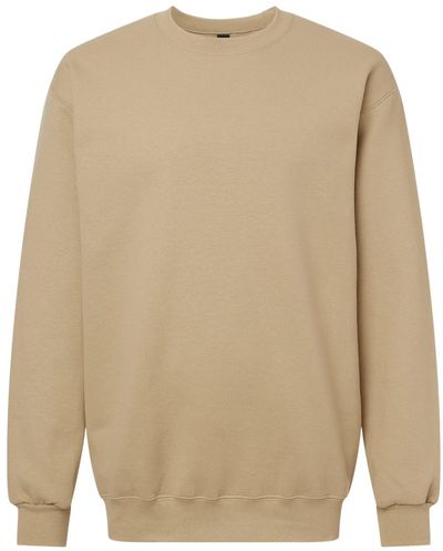 Am image of a Custom Gildan Hammer Max Weight Crewneck Sweatshirt in Tan!