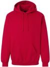 Am image of a Custom Gildan Hammer Max Weight Hooded Sweatshirt in Cherry Red!