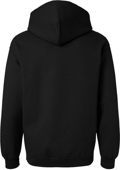Am image of a Custom Gildan Hammer Max Weight Hooded Sweatshirt in Pitch Black!
