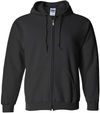 An image of a Custom Gildan Heavy Blend Full Zip Hooded Sweatshirt in Black!