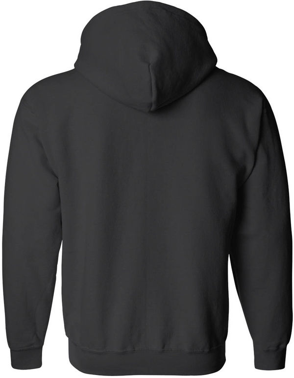 An image of a Custom Gildan Heavy Blend Full Zip Hooded Sweatshirt in Black!