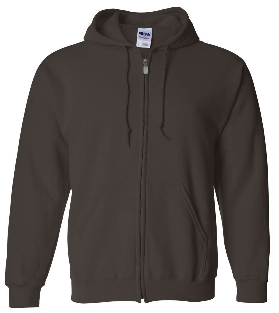Gildan Heavy Blend Full Zip Hooded Sweatshirt in Dark Chocolate