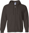 An image of a Custom Gildan Heavy Blend Full Zip Hooded Sweatshirt in Dark Chocolate!