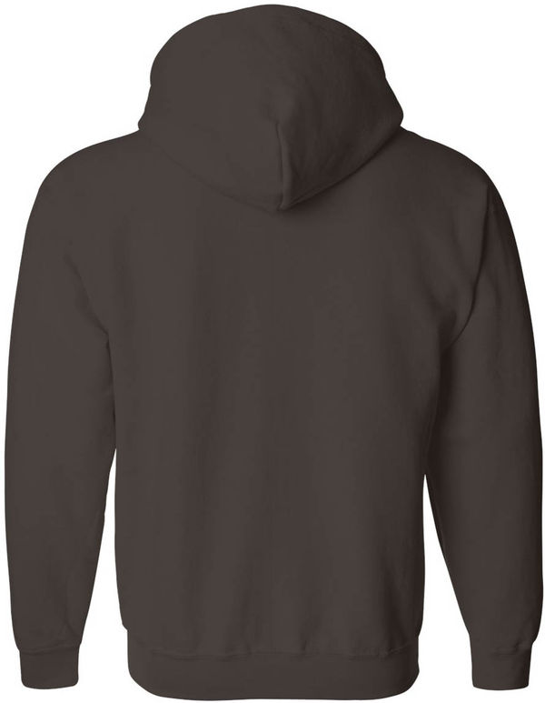 An image of a Custom Gildan Heavy Blend Full Zip Hooded Sweatshirt in Dark Chocolate!