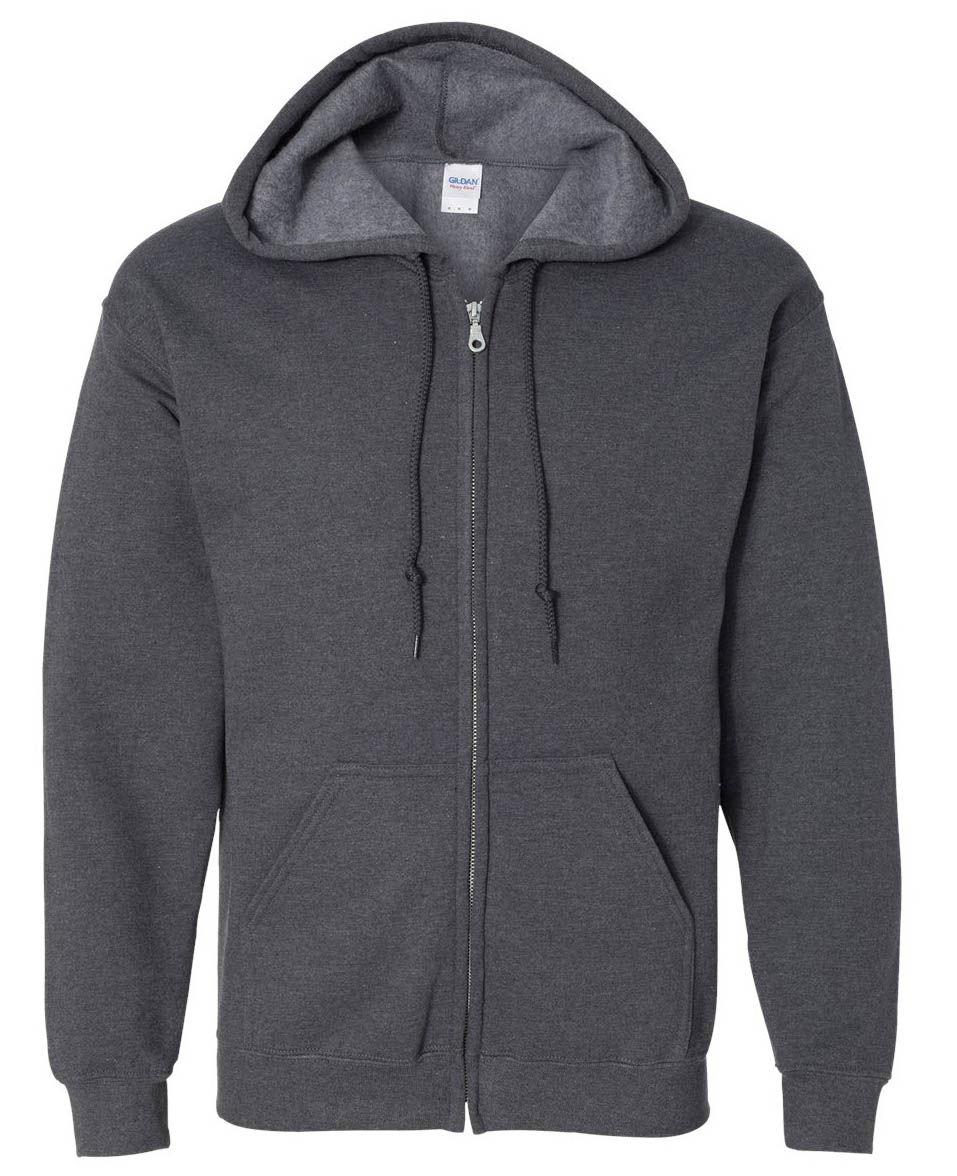 Gildan Heavy Blend Full Zip Hooded Sweatshirt in Dark Heather