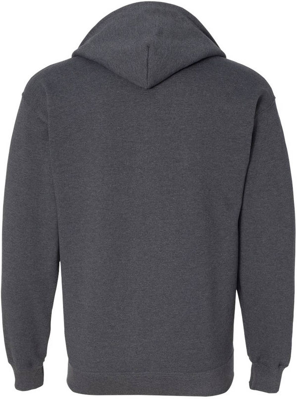 An image of a Custom Gildan Heavy Blend Full Zip Hooded Sweatshirt in Dark Heather!