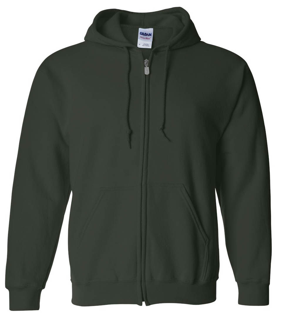 Gildan Heavy Blend Full Zip Hooded Sweatshirt in Forest Green