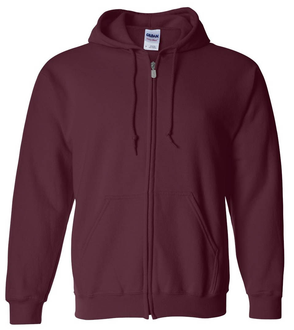 Gildan Heavy Blend Full Zip Hooded Sweatshirt in Maroon