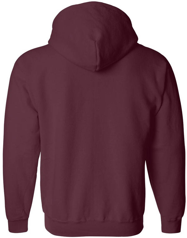 An image of a Custom Gildan Heavy Blend Full Zip Hooded Sweatshirt in Maroon!