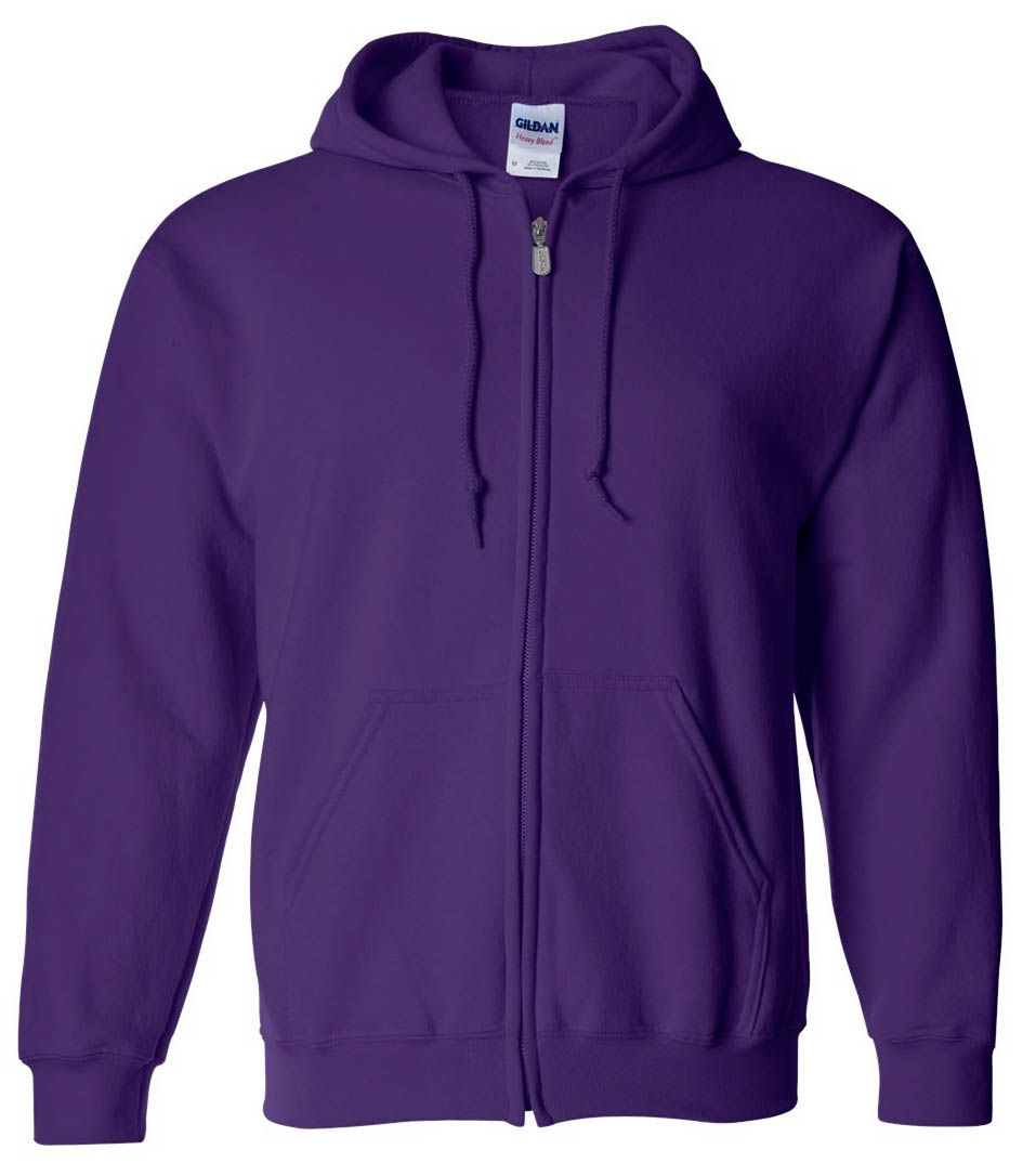 Gildan Heavy Blend Full Zip Hooded Sweatshirt in Purple