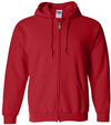 An image of a Custom Gildan Heavy Blend Full Zip Hooded Sweatshirt in Red!