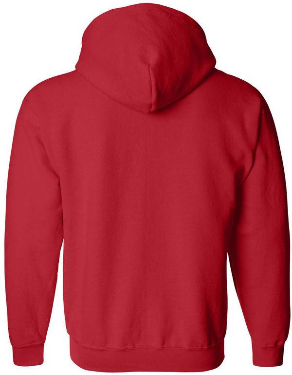 An image of a Custom Gildan Heavy Blend Full Zip Hooded Sweatshirt in Red!