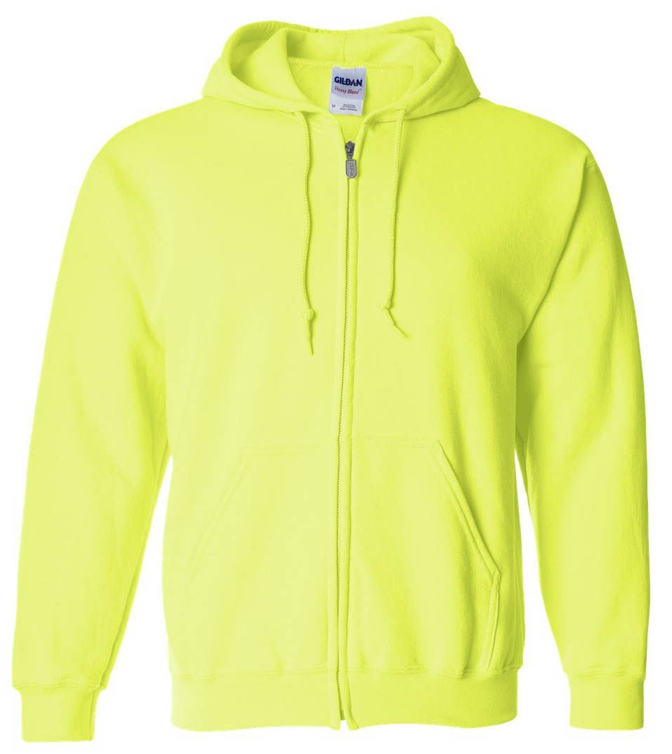 Gildan Heavy Blend Full Zip Hooded Sweatshirt in Safety Green