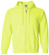 An image of a Custom Gildan Heavy Blend Full Zip Hooded Sweatshirt in Safety Green!
