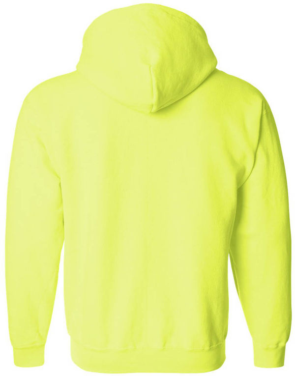 An image of a Custom Gildan Heavy Blend Full Zip Hooded Sweatshirt in Safety Green!