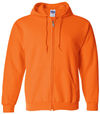 An image of a Custom Gildan Heavy Blend Full Zip Hooded Sweatshirt in Safety Orange!