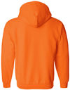 An image of a Custom Gildan Heavy Blend Full Zip Hooded Sweatshirt in Safety Orange!
