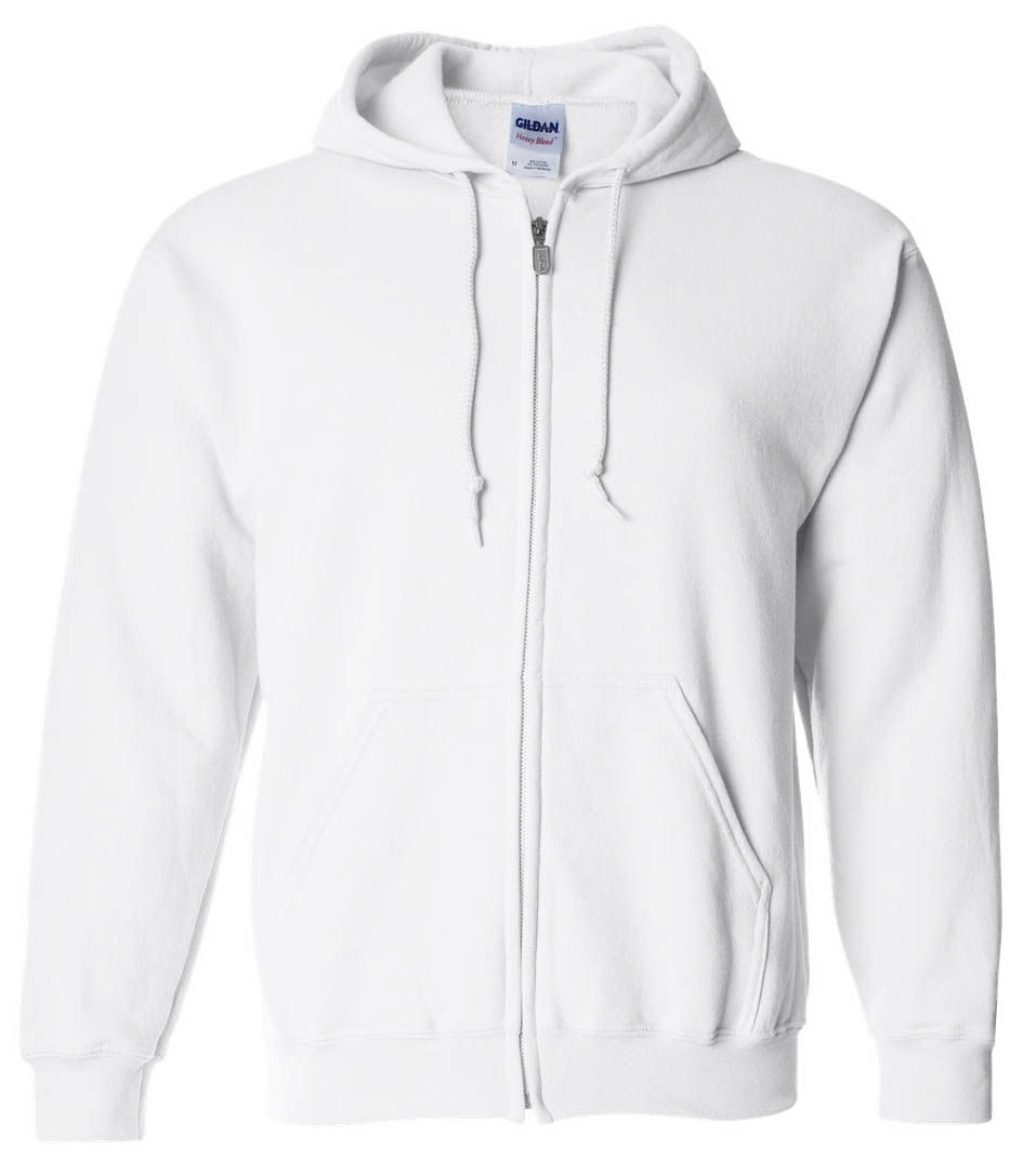 Gildan Heavy Blend Full Zip Hooded Sweatshirt in White