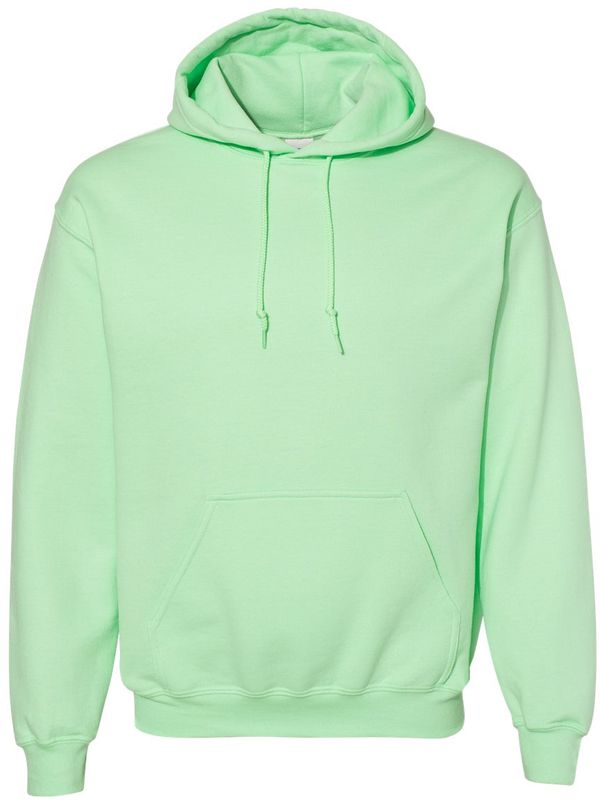 Am image of a Custom Gildan Heavy Blend Hooded Sweatshirt in Mint Green!