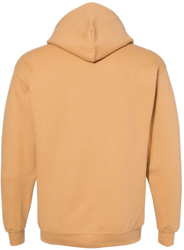 Am image of a Custom Gildan Heavy Blend Hooded Sweatshirt in Old Gold!